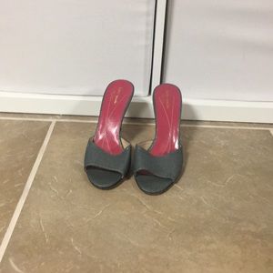 NWOB Kate Spade silver high heel sandal, size 9